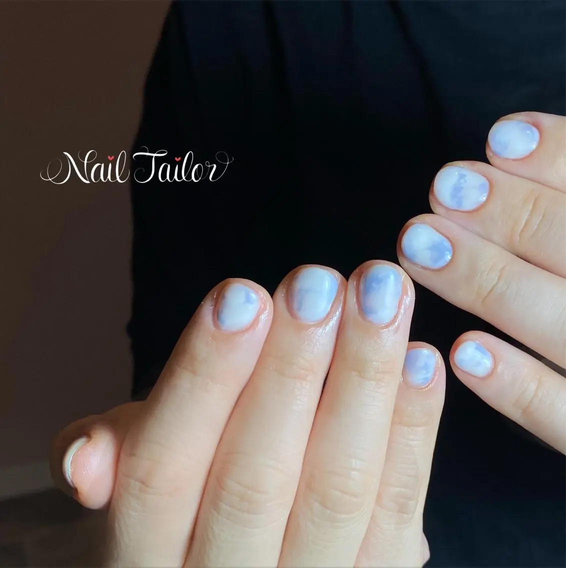 ネイル ブルー 長さ出し ジェルネイル 大理石ネイル(マーブル) 持ち込み ハンドネイル NailTailor ネイルテイラーのネイルデザイン