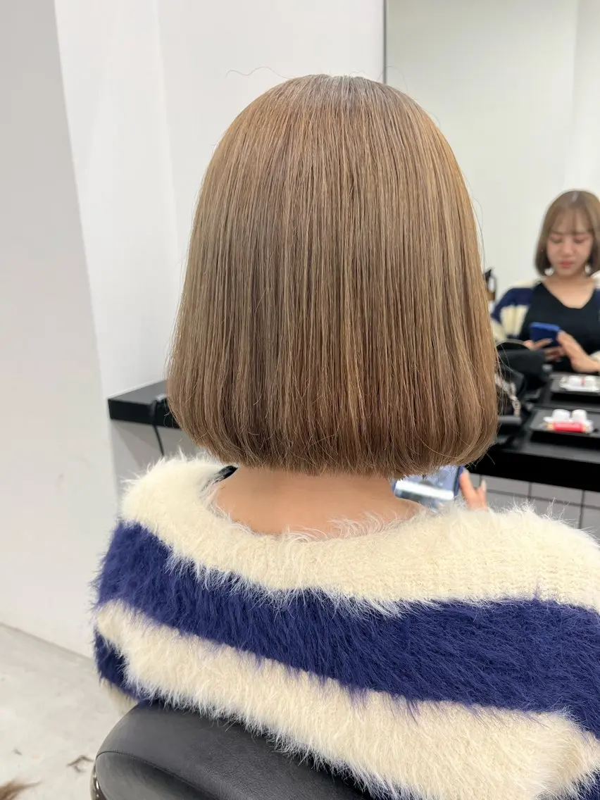 ミディアム カラー ベージュカラー ミルクティーベージュ 🫧‪Ameri🫧 Emma ecoleのヘアスタイル