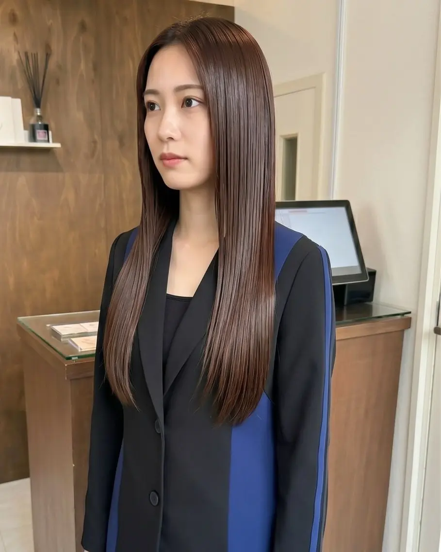 ロング カラー カット ヘアカラー トリートメント 桃木 杏奈のヘアスタイル