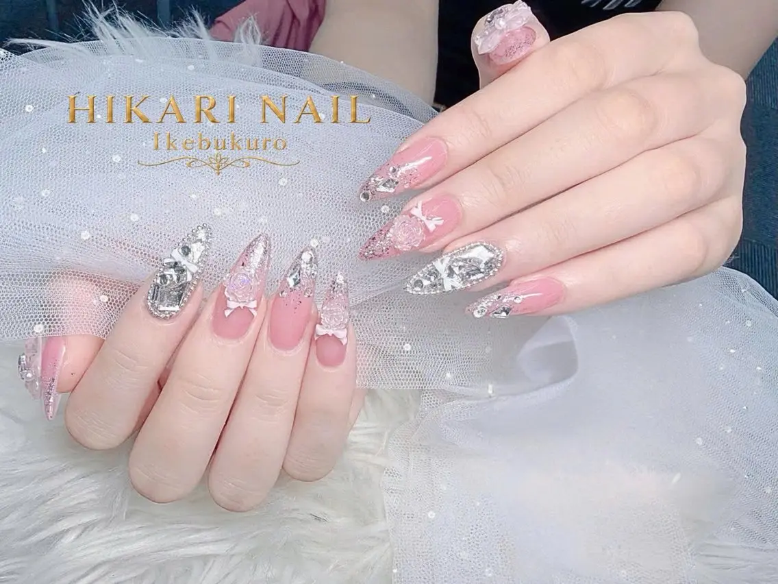 ネイル チークネイル 長さ出し フレンチネイル ガーリー ハロウィン ハンドネイル HikariNail Ikebukuroのネイルデザイン