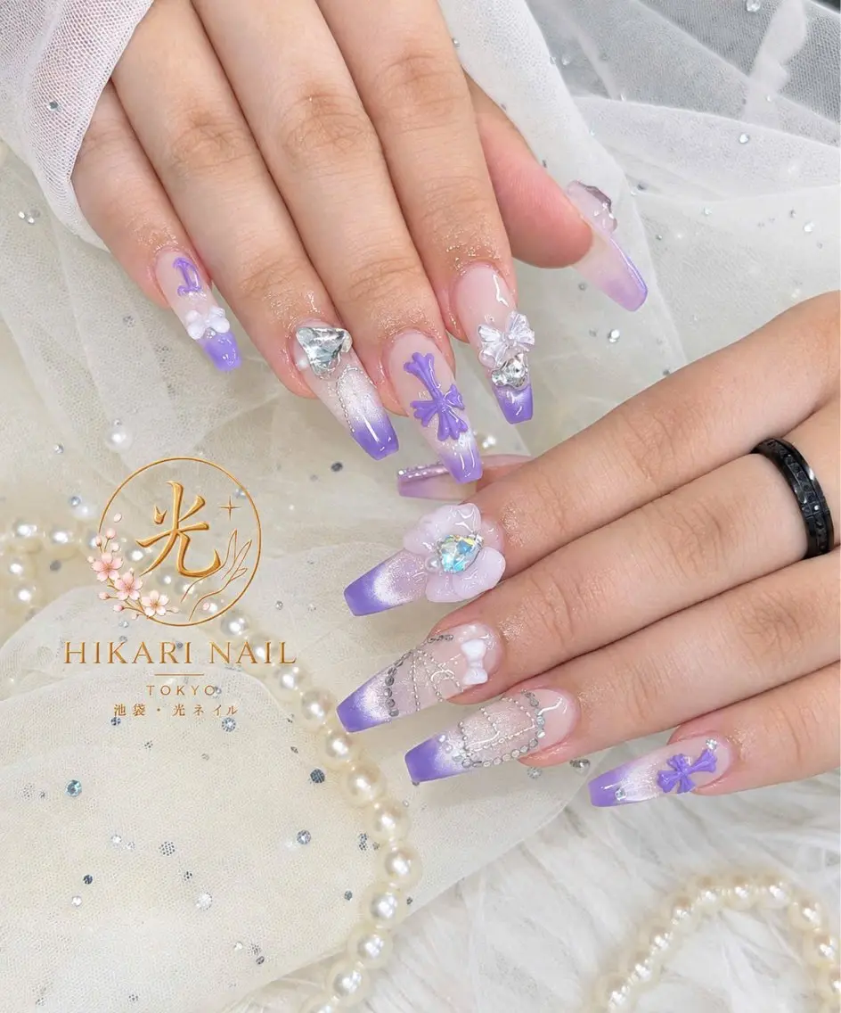 ネイル チークネイル 長さ出し フレンチネイル ガーリー ハロウィン ハンドネイル HikariNail Ikebukuroのネイルデザイン
