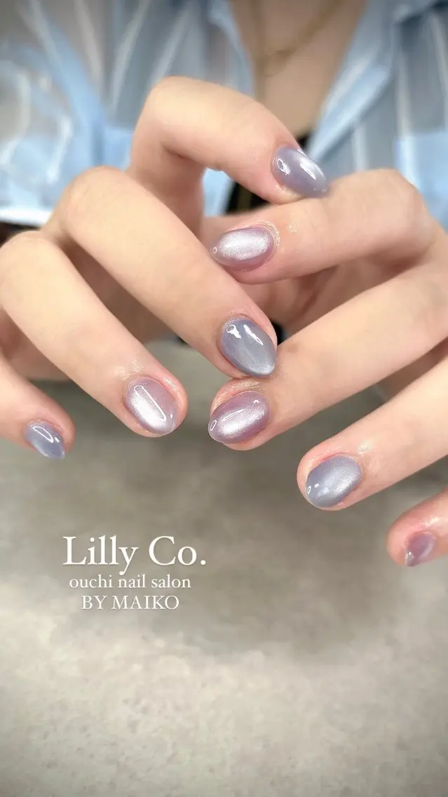 ネイル 氷ネイル・うるうるネイル ワンカラーネイル ハンドネイル ハンドケア Lilly Co.のネイルデザイン