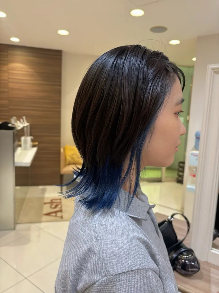 ミディアム カラー ヘアカラー ハイトーンカラー☁️ 西條 楓花のヘアスタイル