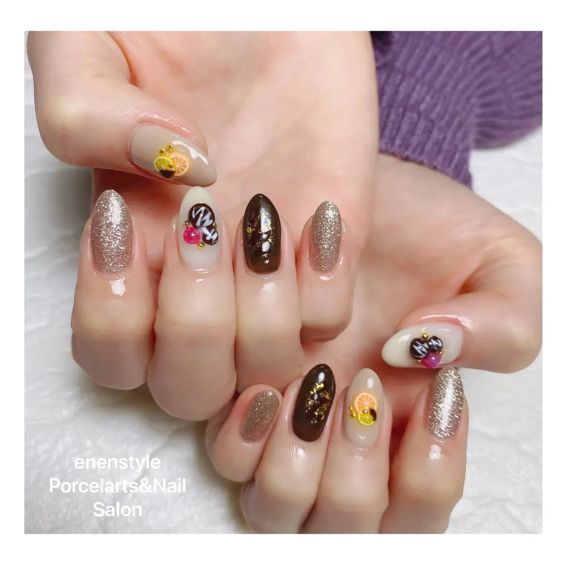 ミディアム ネイル 🐾enen style 🐾のネイルデザイン