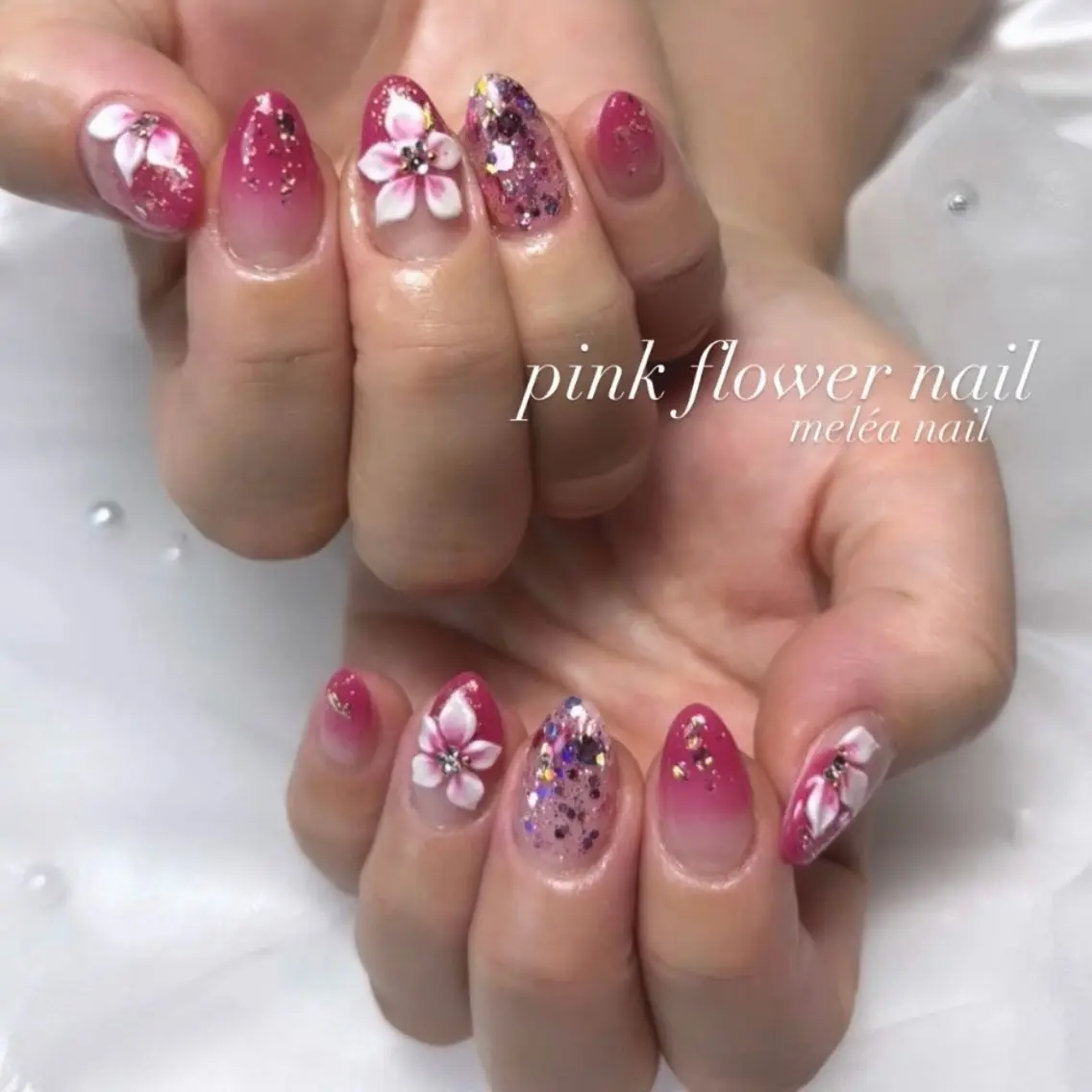 ネイル フラワーネイル グラデーション ハンドネイル miho meléanailのネイルデザイン