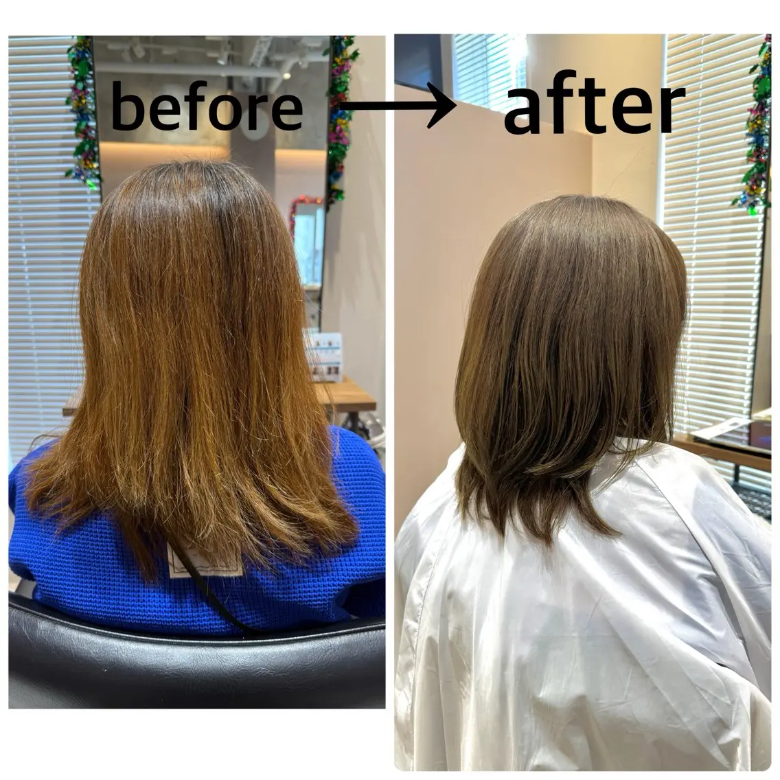 セミロング カラー ベージュカラー 透明感カラー オリーブベージュ 高槻No. 1美髪 矯正🫧/中本輝人のヘアスタイル