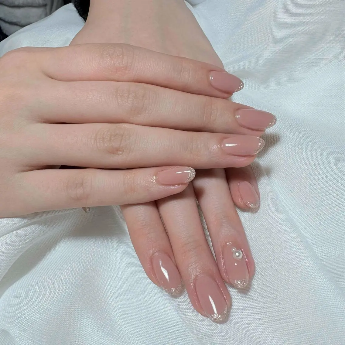 ネイル フレンチネイル ラメ(グリッター) Rich+nail Mayuのネイルデザイン
