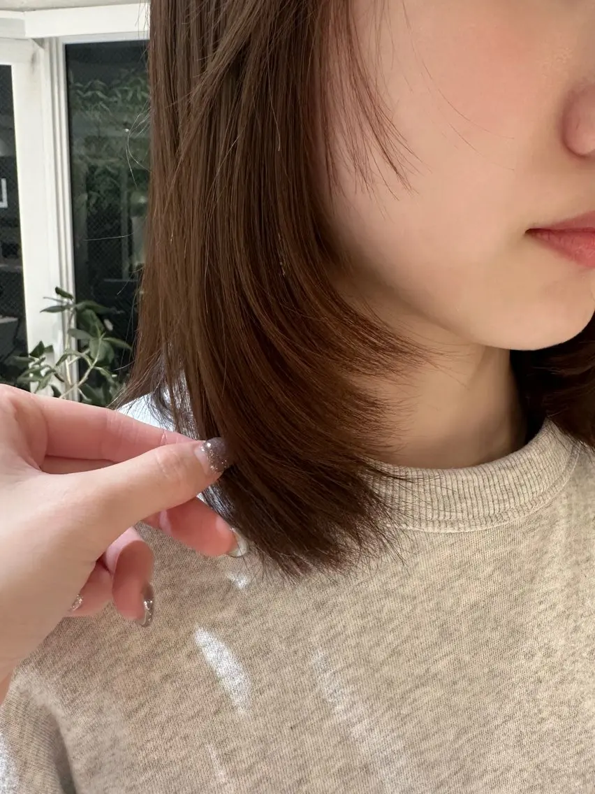 ミディアム 顔周りカット カット ニュアンスカラー/ amikaのヘアスタイル