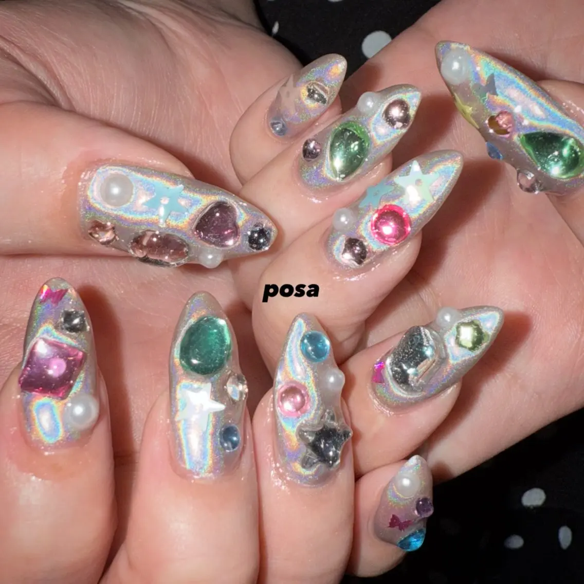 ネイル ミラーネイル シンプルネイル ハンドネイル posa nail モエミのネイルデザイン