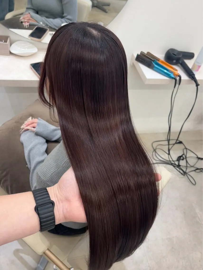 ロング カット ヘアカラー 縮毛矯正 トリートメント 髪質改善/縮毛矯正 梅田茶屋町/西尾祐作のヘアスタイル