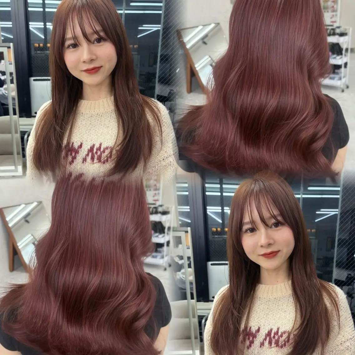 セミロング カラー ヘアカラー トリートメント 🍒暖色/艶髪 カラー🍒 みはなのヘアスタイル
