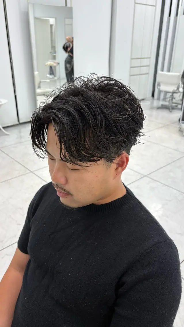ショート カラー パーマ メンズ メンズパーマ カット パーマ 水谷 璃温のヘアスタイル