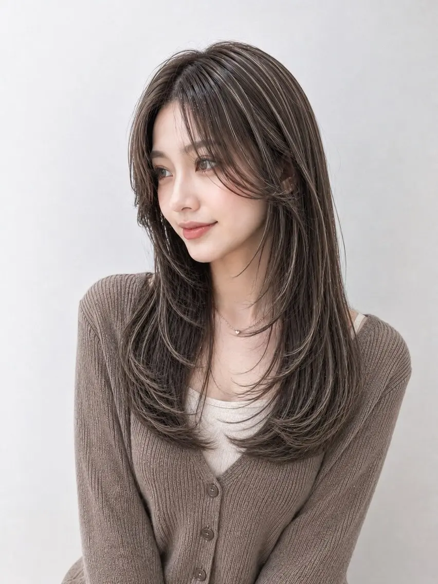 ロング カラー 透明感カラー レイヤーカット ヘアカラー トリートメント 𝐑𝐲𝐮𝐤𝐢 【店長】ALEAPのヘアスタイル