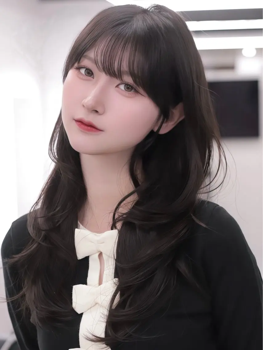 ロング カラー 韓国風ヘア レイヤーカット カット ヘアカラー トリートメント 盛れる顔周りカット ♥️韓国ヘア"ちぇるのヘアスタイル