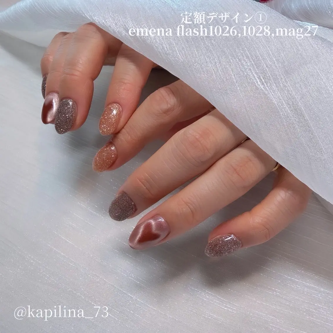 ネイル フラッシュネイル ハート マグネットネイル Kapilina🌺 MOMOのネイルデザイン