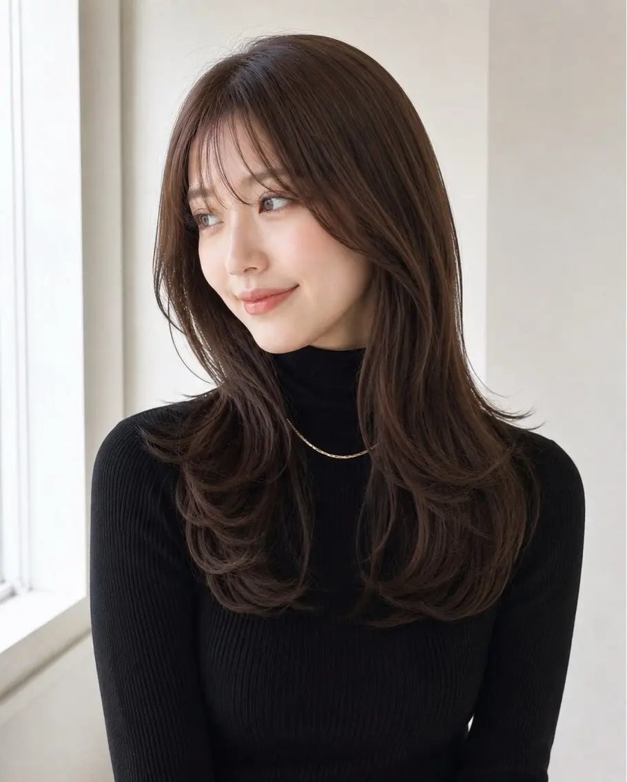ロング カラー 小顔カット 西野 美桜のヘアスタイル