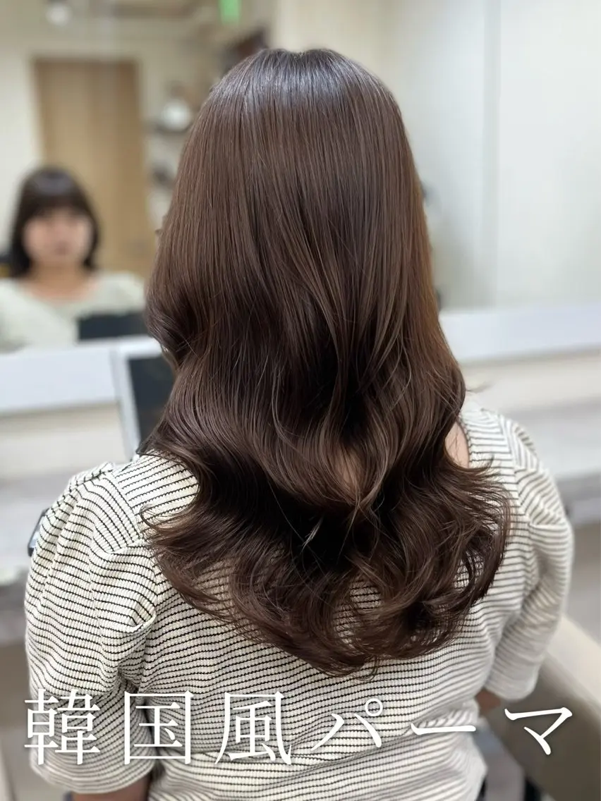 ロング 韓国風ヘア カット パーマ 波巻きウェーブ 韓国風パーマ 纐纈のヘアスタイル
