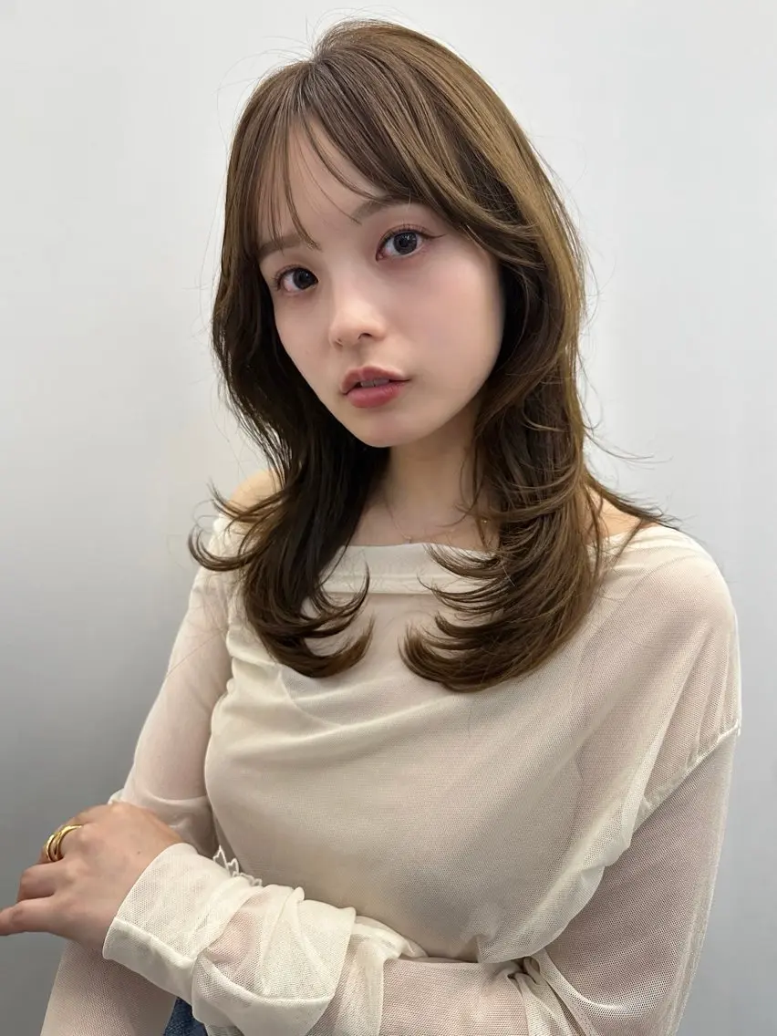 ミディアム 顔まわりカット/艶髪 カラー✨けいとのヘアスタイル