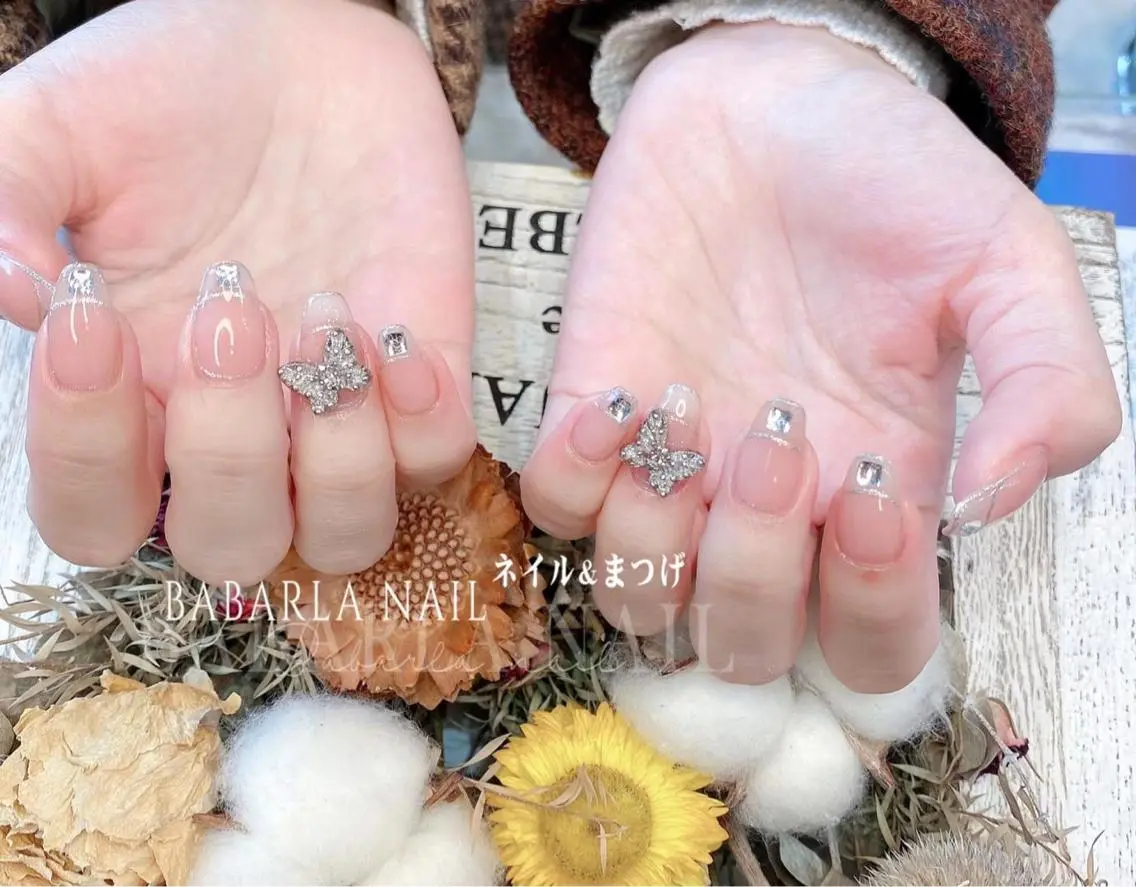 ネイル クリアネイル シルバー Babarla Nailのネイルデザイン