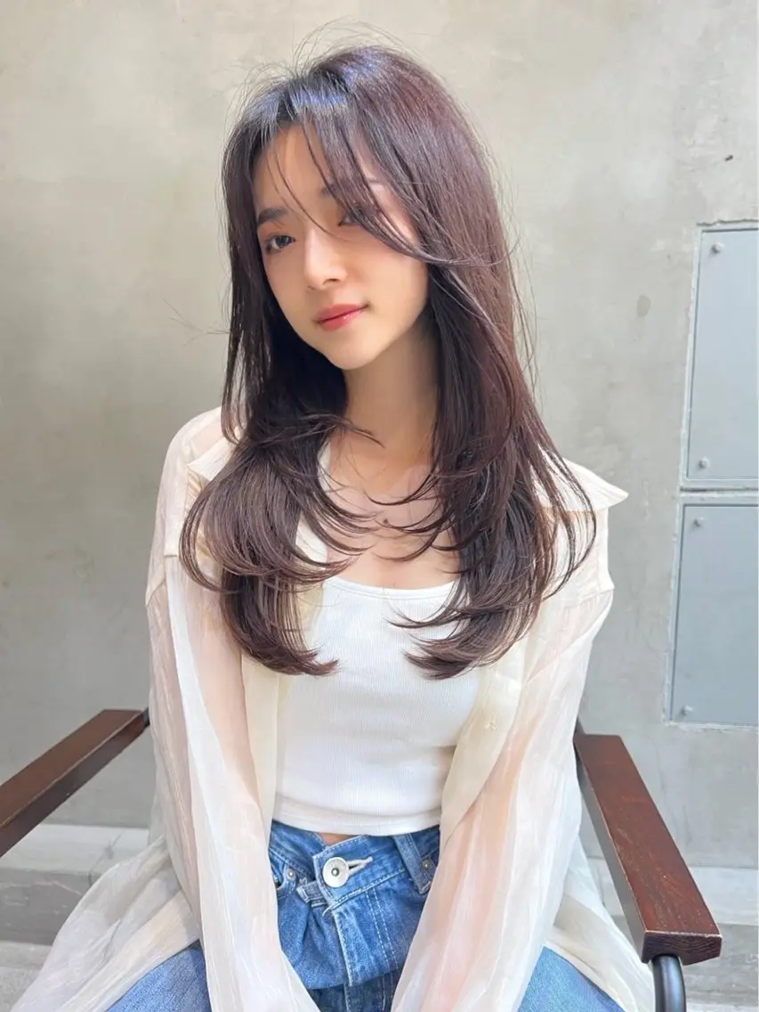 ロング カラー カット ヘアカラー トリートメント 新宿/透明感カラー/ 髪質改善/桜良のヘアスタイル