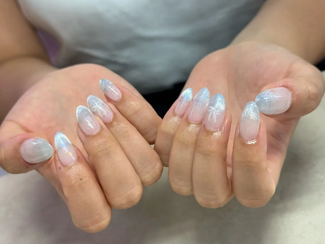 ネイル フレンチネイル 水色 ハンドネイル WOLTOKYO渋谷 yunaのネイルデザイン