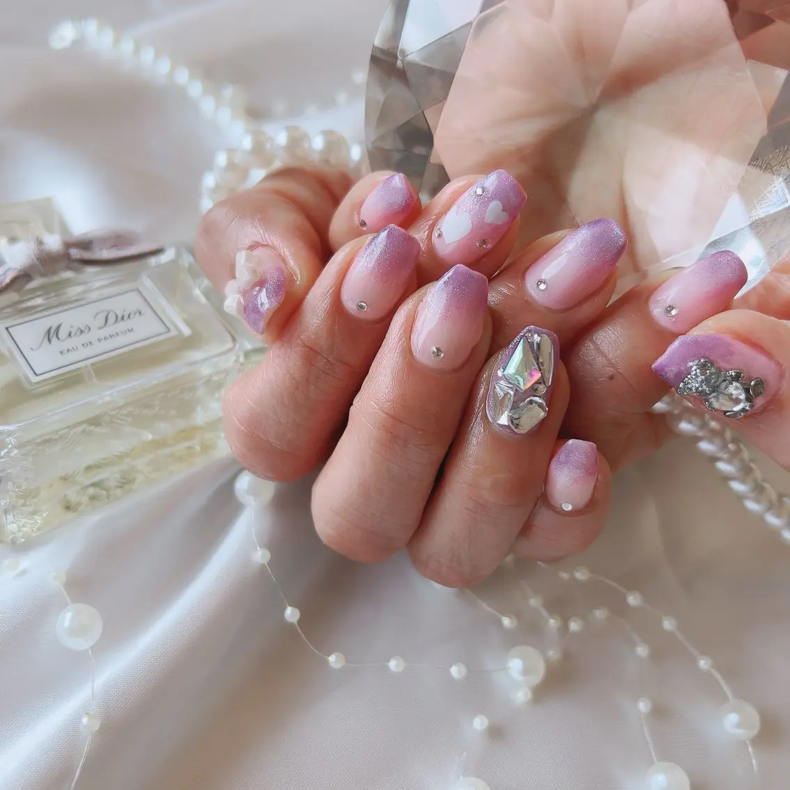 ネイル フレンチネイル キラキラネイル マグネットネイル マグネットフレンチ Nail salon suuのネイルデザイン