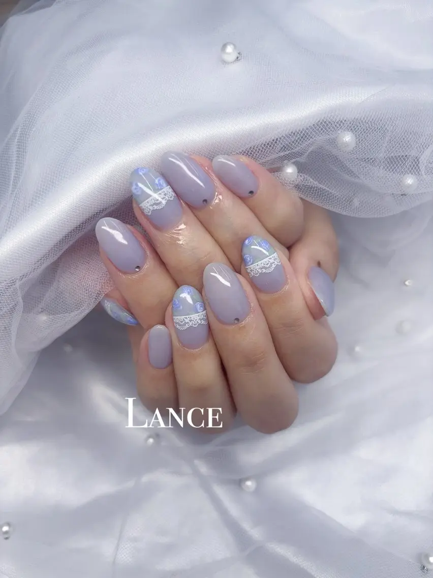 ネイル オーロラネイル ドット フットネイル 氷ネイル・うるうるネイル キラキラネイル ハンドネイル Lance nailのネイルデザイン
