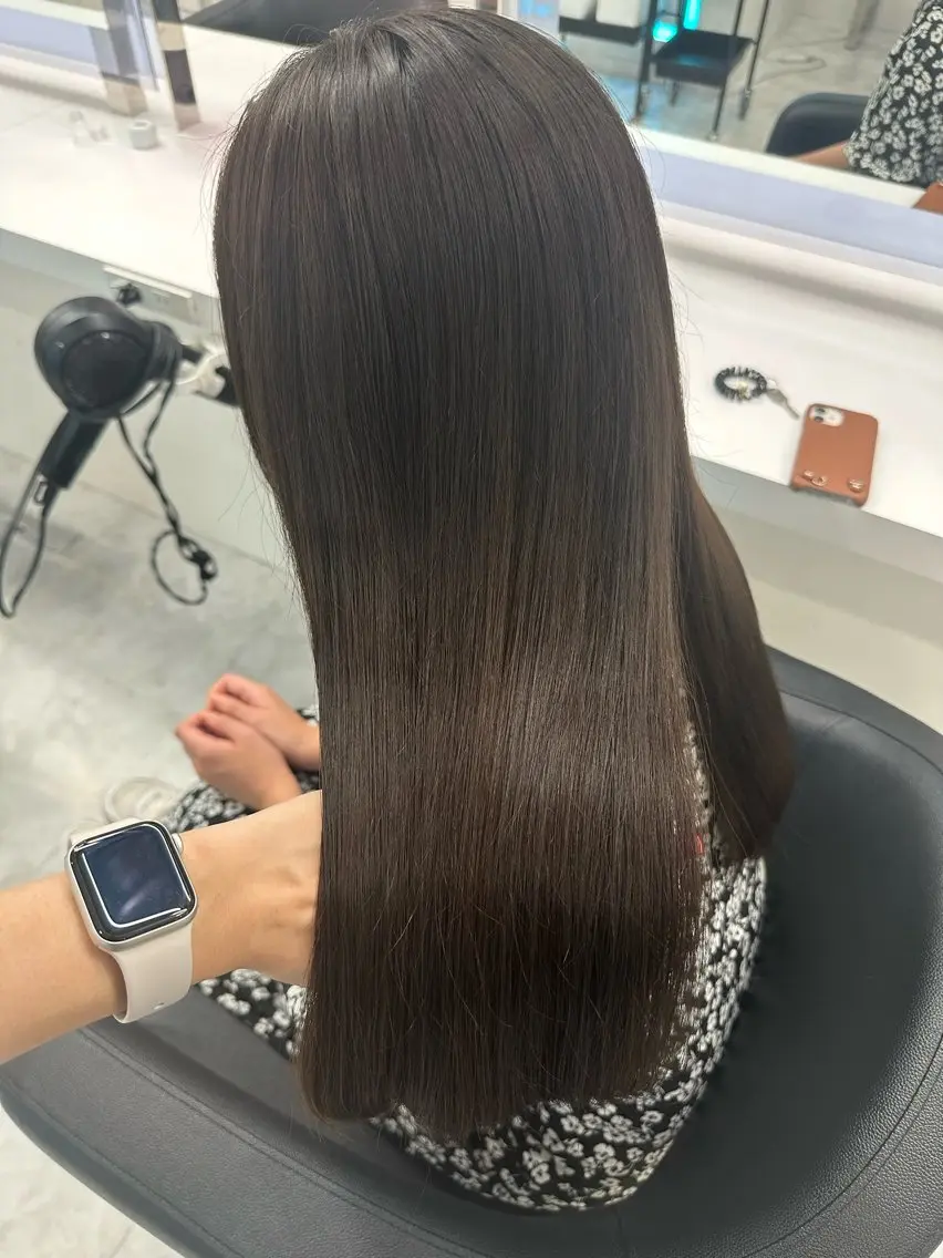 ロング アッシュ チョコレートブラウン ピンクブラウン 髪質改善 韓国風ヘア 🤎MISAKI 艶髪カラー🤎のヘアスタイル