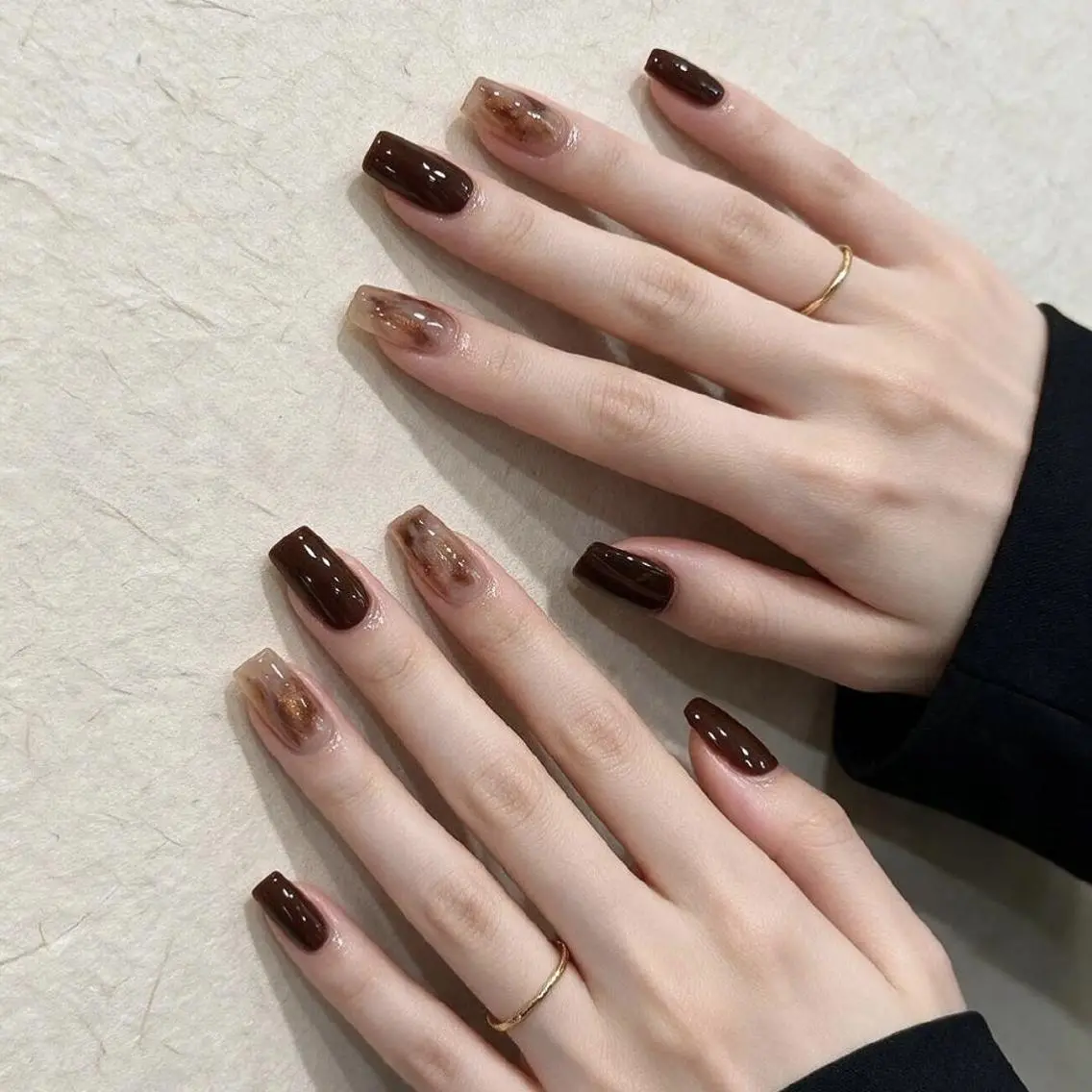 【Newコース】🔥🔥🔥【初回オフ無料】🍂秋限定★トレンド琥珀ネイル【奥行き感×ニュアンス】【自爪】💕の写真