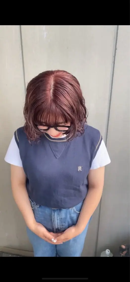 ミディアム カラー Agu peachのヘアスタイル
