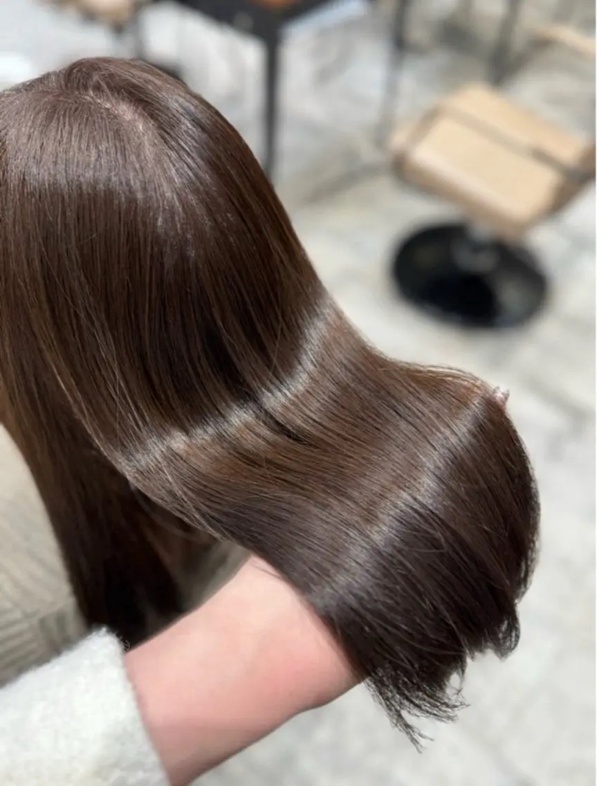 セミロング カラー セミロングパーマ アッシュ ベージュカラー ブリーチ ブラウンカラー レイヤー/顔まわり/ 透明感カラー/れいなのヘアスタイル