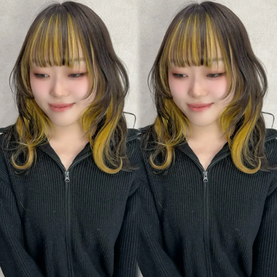セミロング カラー ブリーチ グレージュ イエローカラー ヘアカラー Rin♡透明感ピンク 🎀白肌ラベンダーのヘアスタイル