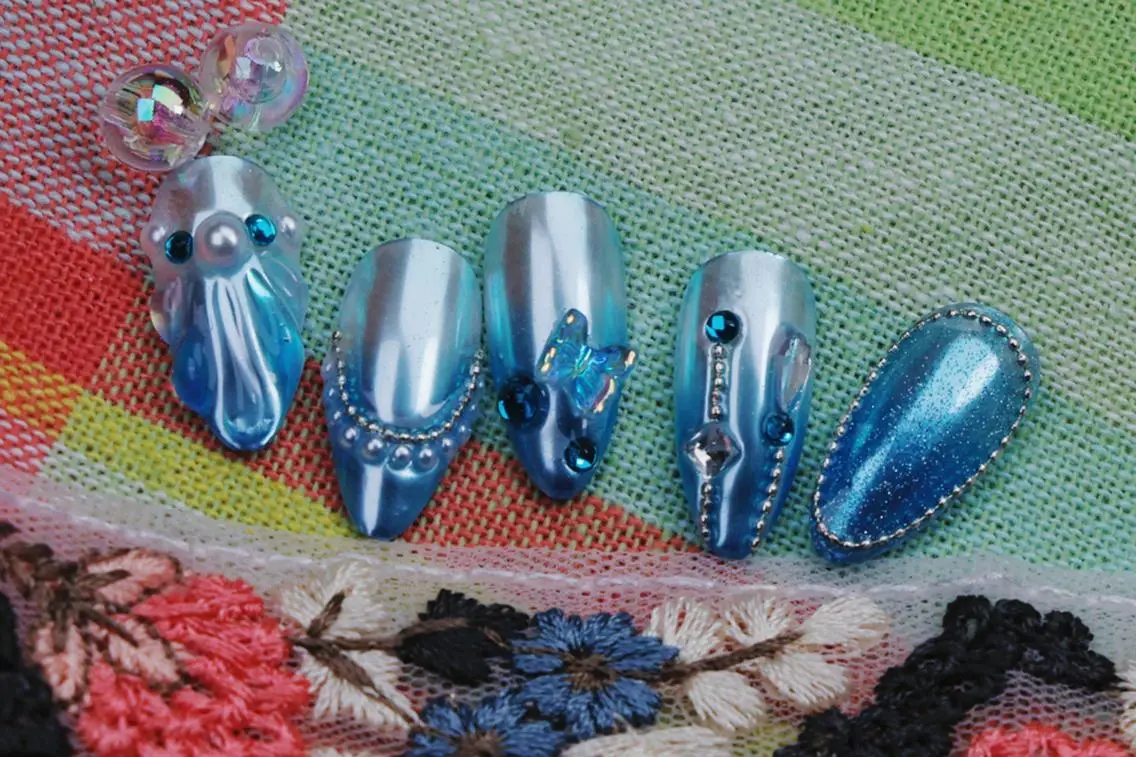 ネイル ハロウィン ロングネイル マグネットネイル スカルプネイル ネイルチップ MSSugar Nailのネイルデザイン