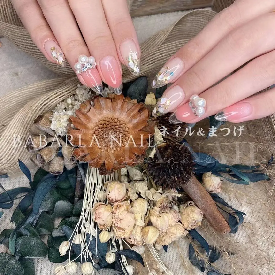 ネイル クリアネイル ゴージャス ラメ(グリッター) ピンク Babarla Nailのネイルデザイン