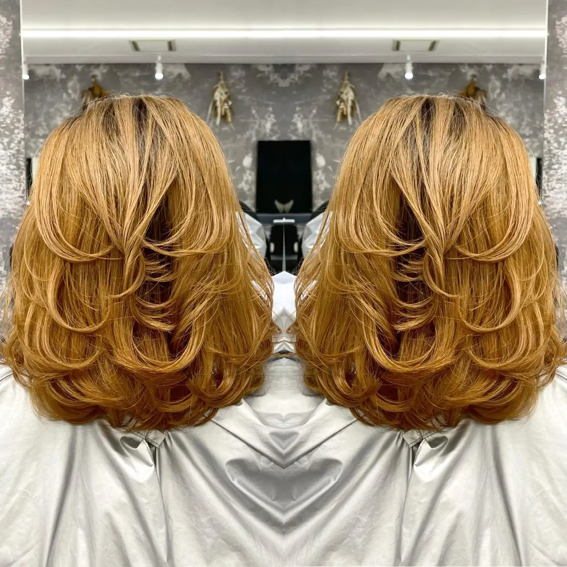 ミディアム カラー ヘアアレンジ バレイヤージュ デザインカラー ハイライトカラー 外国人風カラー ハイライト アンドウ ユウ/ レイヤーカット/韓国のヘアスタイル