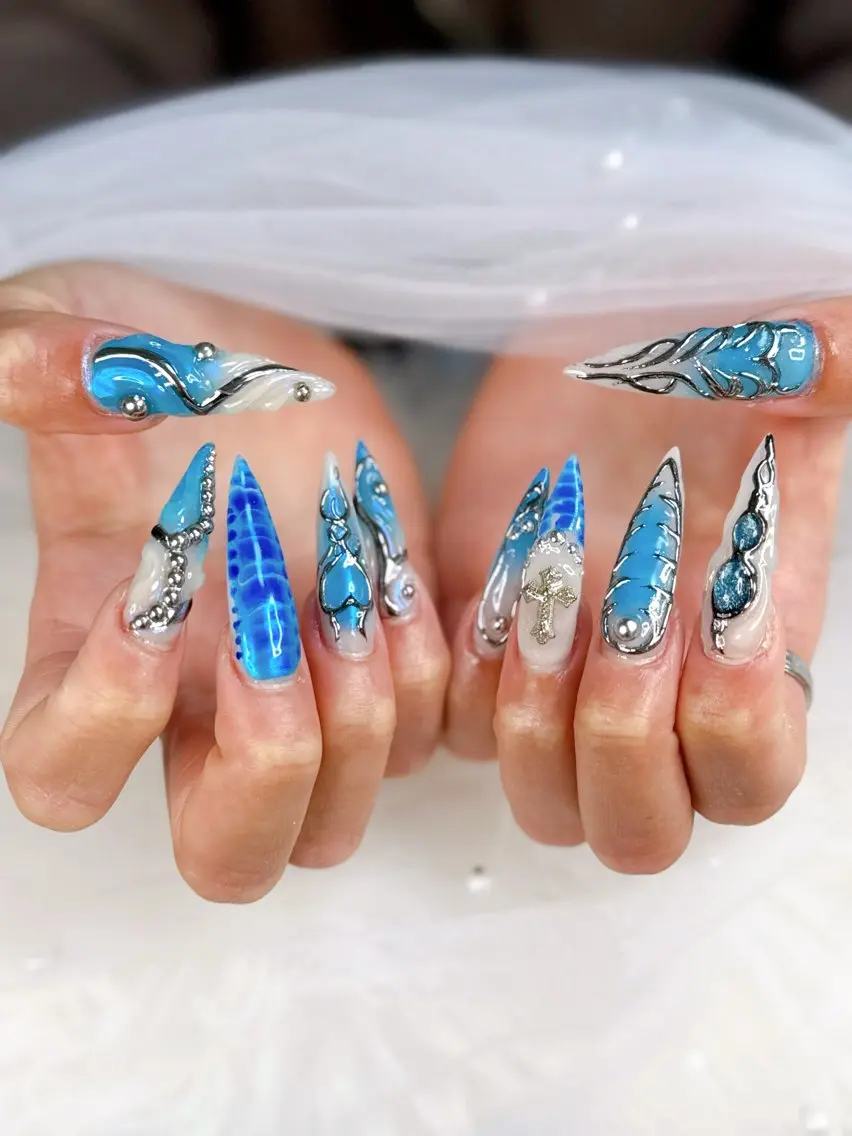 ネイル アートネイル オーロラネイル チークネイル 長さ出し フットネイル ハンドネイル Happy Nailのネイルデザイン