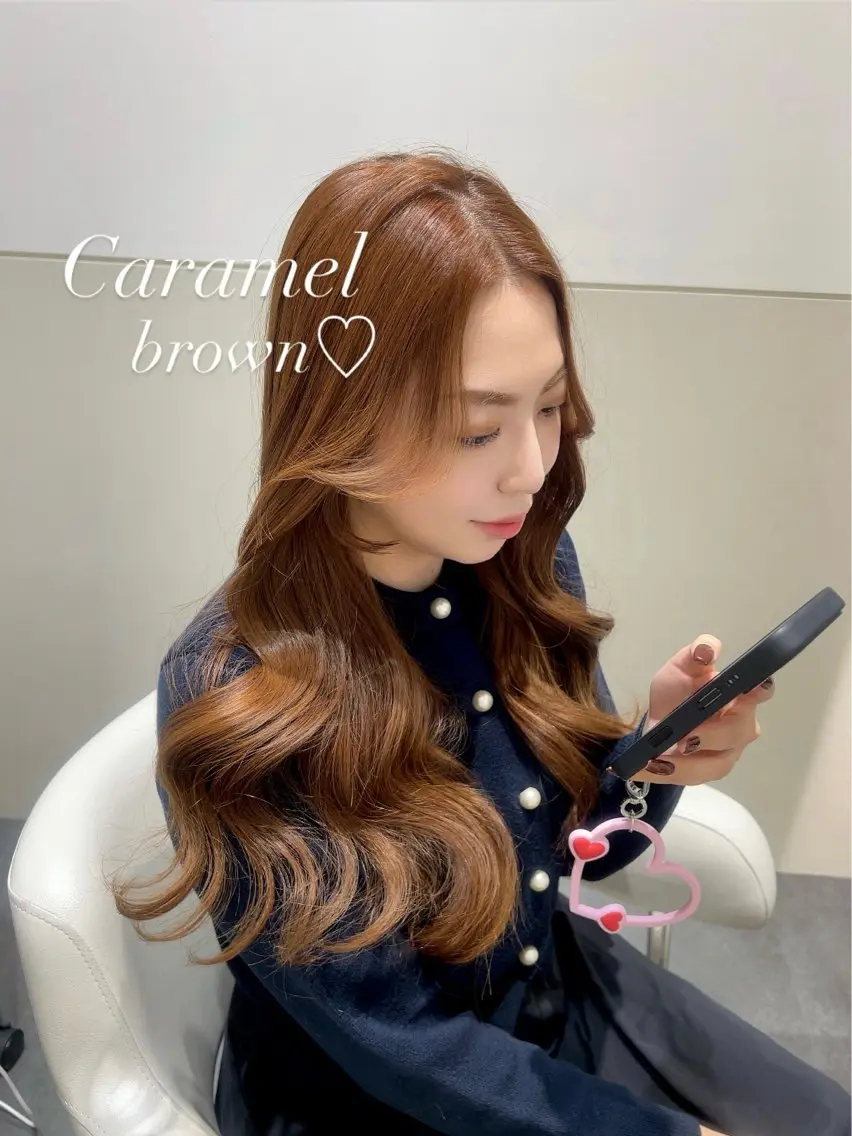 ロング カラー ブラウンカラー キャラメルブラウン トリートメント カット ヘアカラー 🩷韓国ヘア/ヨシン モリ🩷Maikaのヘアスタイル