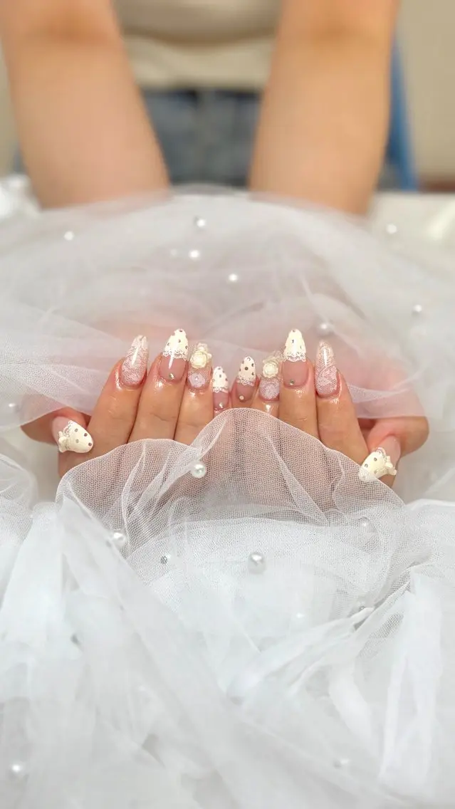 ネイル レース 持ち込み ハンドネイル hitomi 🎀所沢ネイルサロンのネイルデザイン
