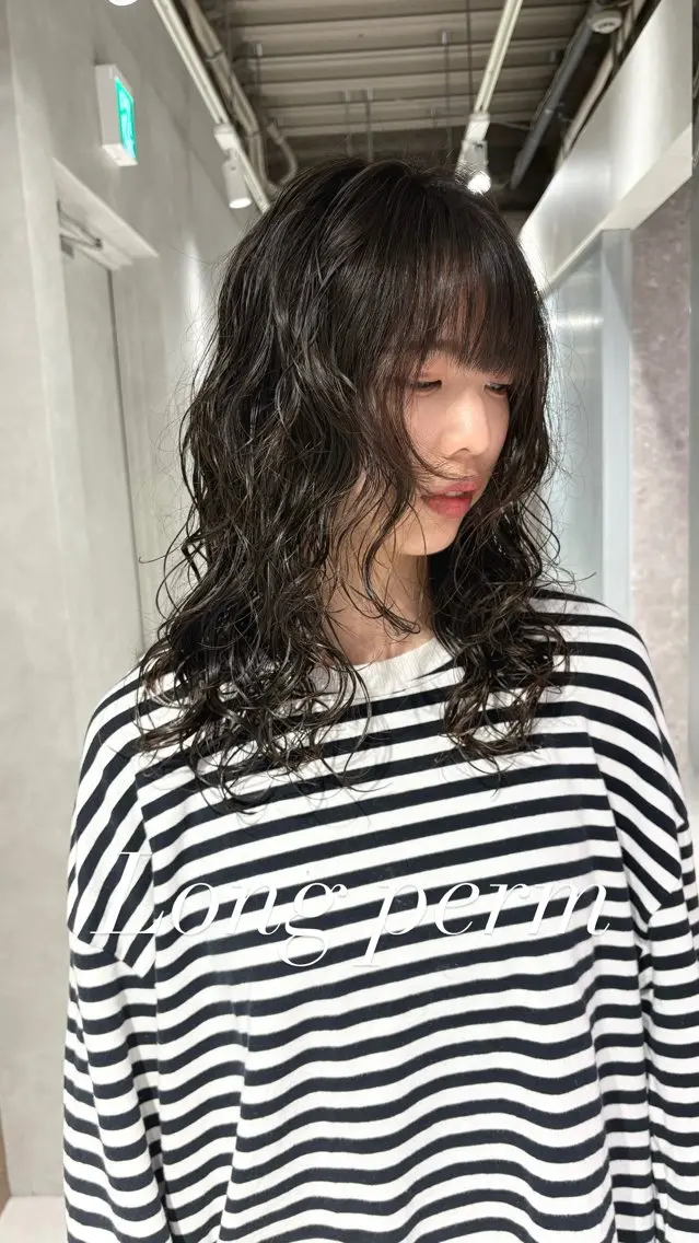 セミロング パーマ カット パーマ トリートメント 芝田 怜也のヘアスタイル
