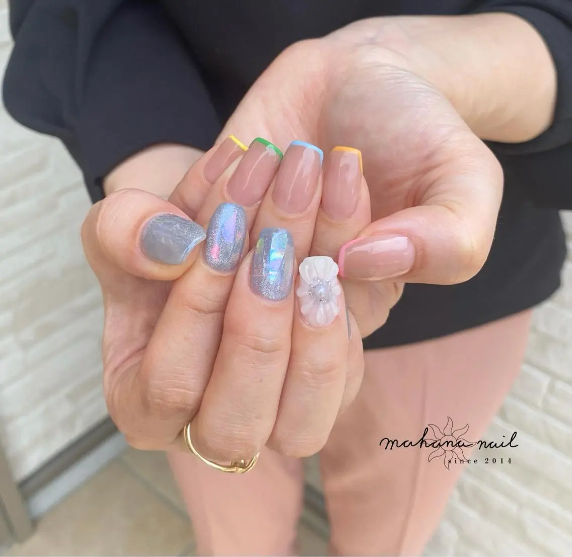 ネイル フラワーネイル 持ち込み ぷっくりネイル mahana nailのネイルデザイン