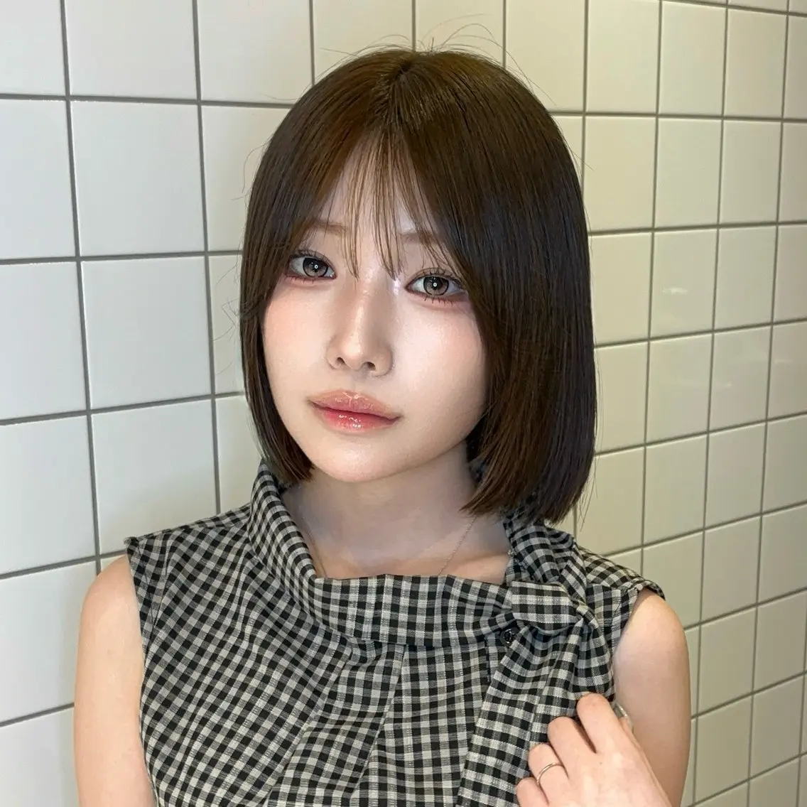 ミディアム カラー ヘアアレンジ ベージュカラー 透明感カラー ボブ 韓国風ヘア ワンホンヘア カット ヘアカラー トリートメント 韓国ヘア/ロー レイヤー/Rumiのヘアスタイル