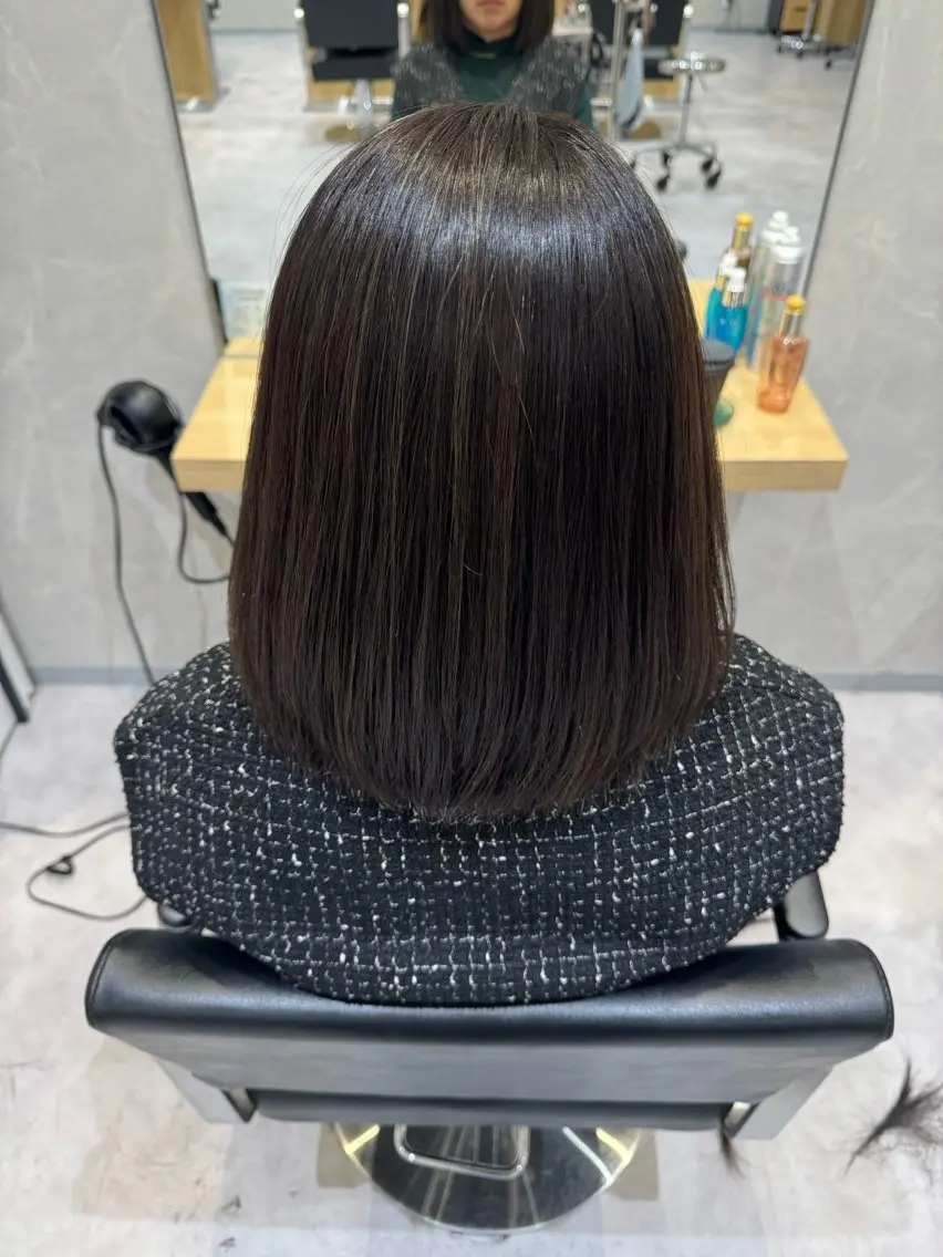ミディアム ボブ 髪質改善 縮毛矯正 ヘアカラー 縮毛矯正 トリートメント 髪質改善/縮毛矯正 /メンズパーマ川田のヘアスタイル