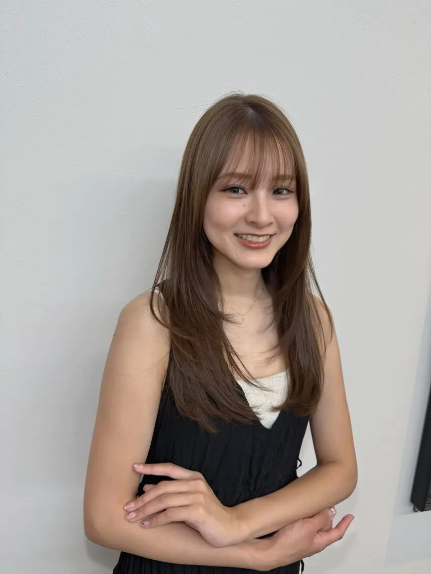 セミロング カット ヘアカラー トリートメント レイヤー×髪質改善 ×透明感/杉田 圭のヘアスタイル