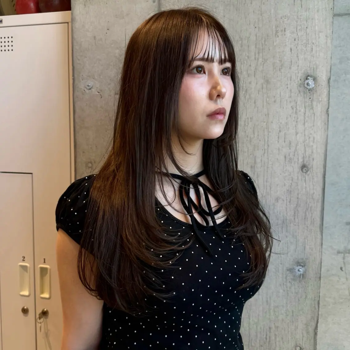 ロング カラー ロングレイヤー ブラウンカラー レイヤーカット ロング 似合わせカット カット ヘアカラー トリートメント 柔め透明感血色カラー 暖色/レイヤー/ゆいのヘアスタイル