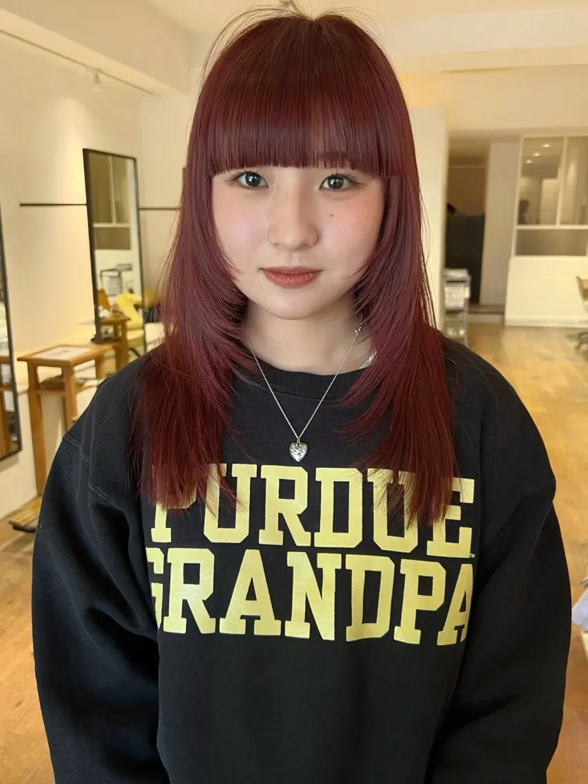 【秋冬人気クーポン🍇】カット+ピンクカラー🥣🩷+ケアトリートメントの写真