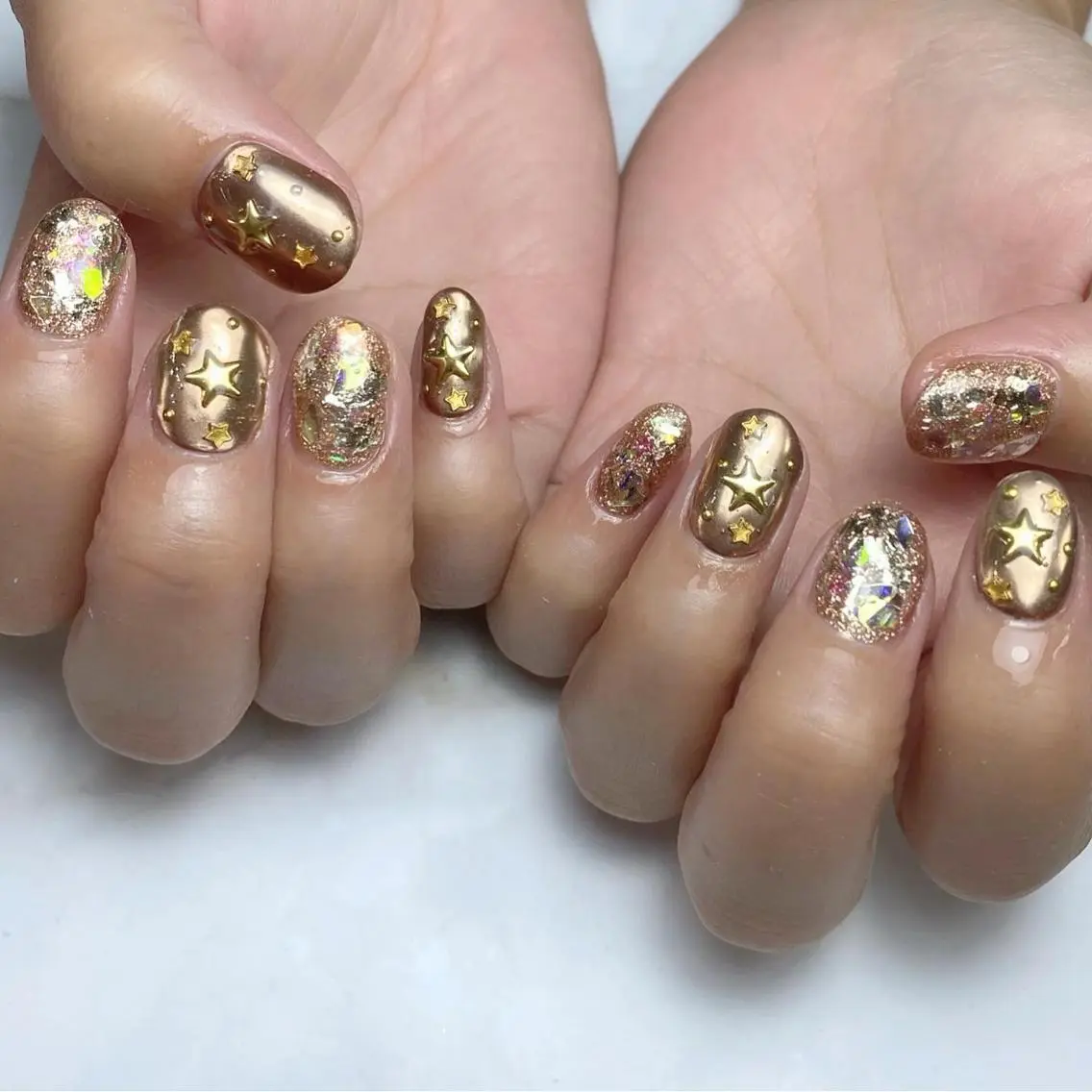ネイル ミラーネイル ショートネイル ameria meguのネイルデザイン