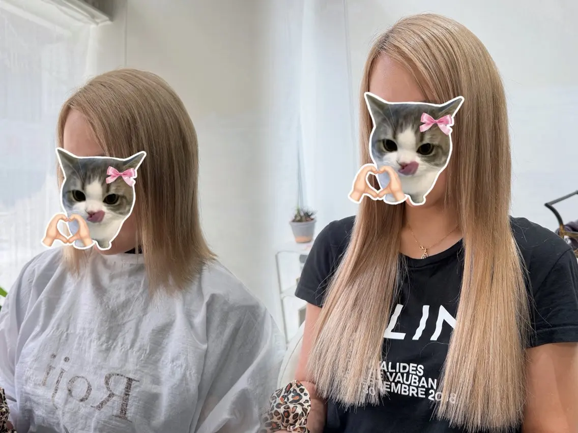 ロング 編み込みエクステ ボブ エクステ ロング エクステ makoto 池袋 Roji ブリーチのヘアスタイル