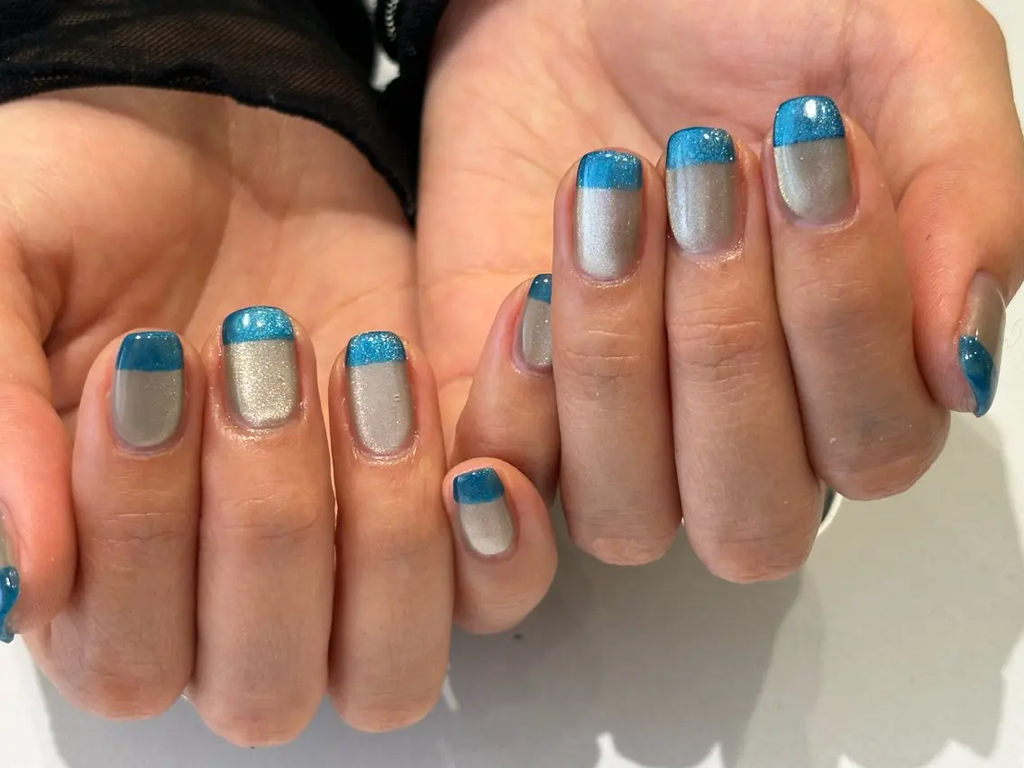 ネイル フレンチネイル マグネットネイル マグネットフレンチ ハンドネイル Ann nailのネイルデザイン