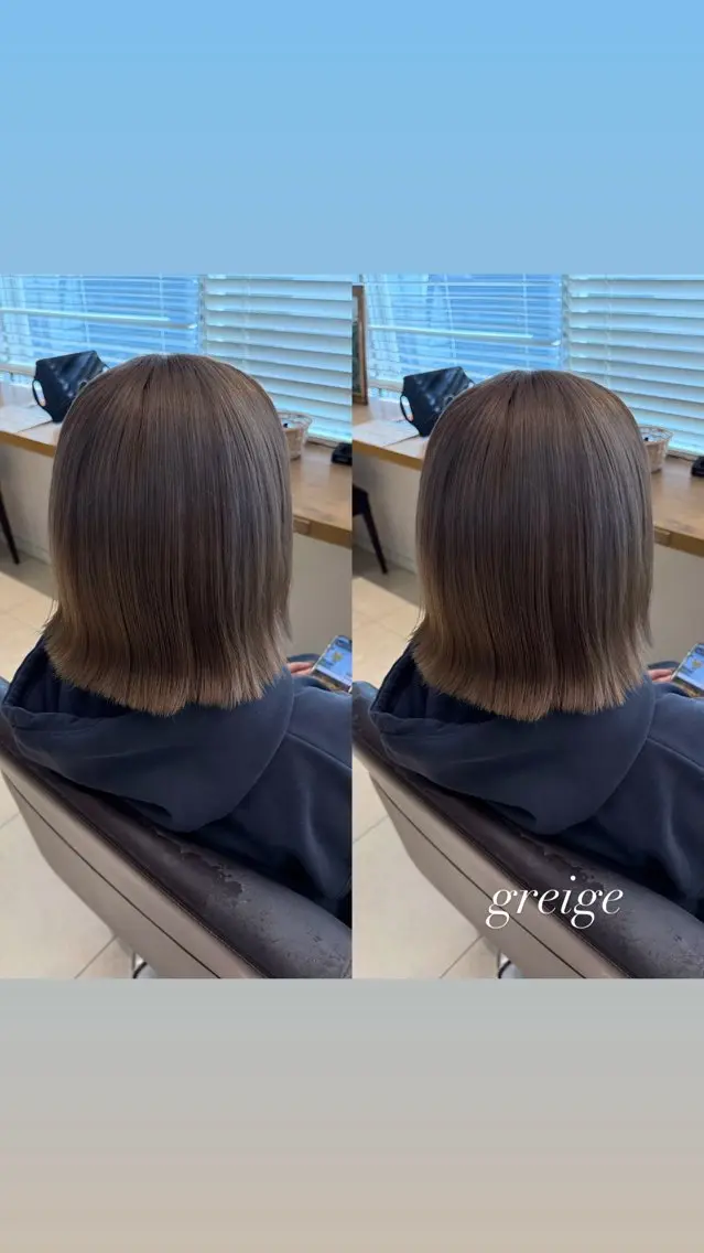 ミディアム カラー 透明感カラー グレージュ トリートメント ヘアカラー 暖色カラー/ ストレート/くるみのヘアスタイル
