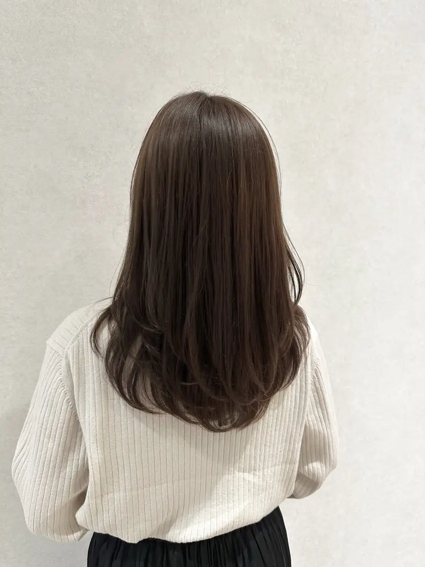 ミディアム カラー カット ヘアカラー トリートメント レイヤー/ハッシュ 渋谷/サッタのヘアスタイル